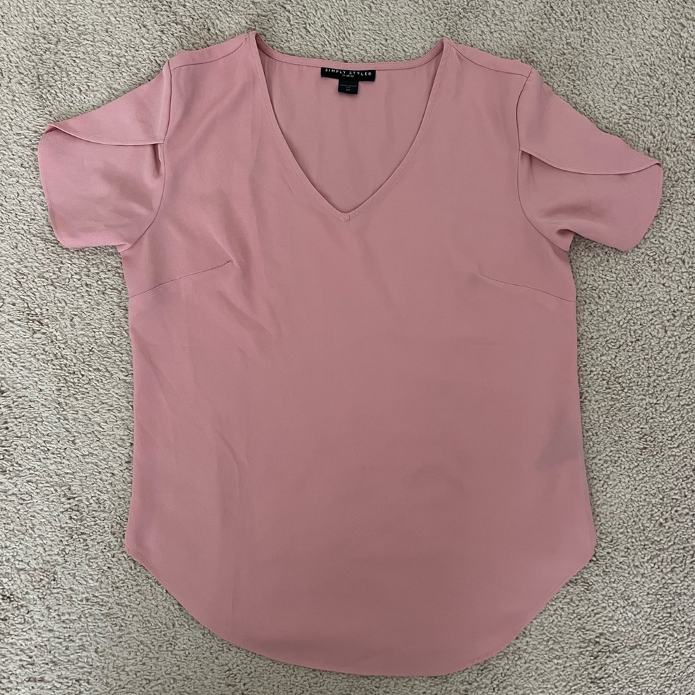 Simply Styled Soft Pink V-Neck Blouse